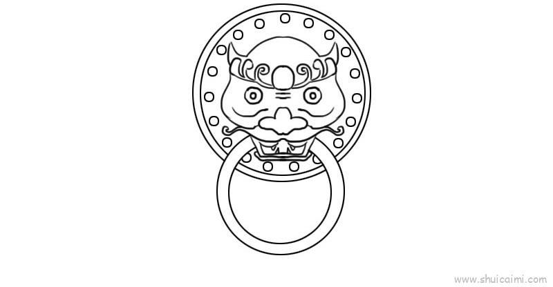 辅首衔环卡通简笔画教学步骤