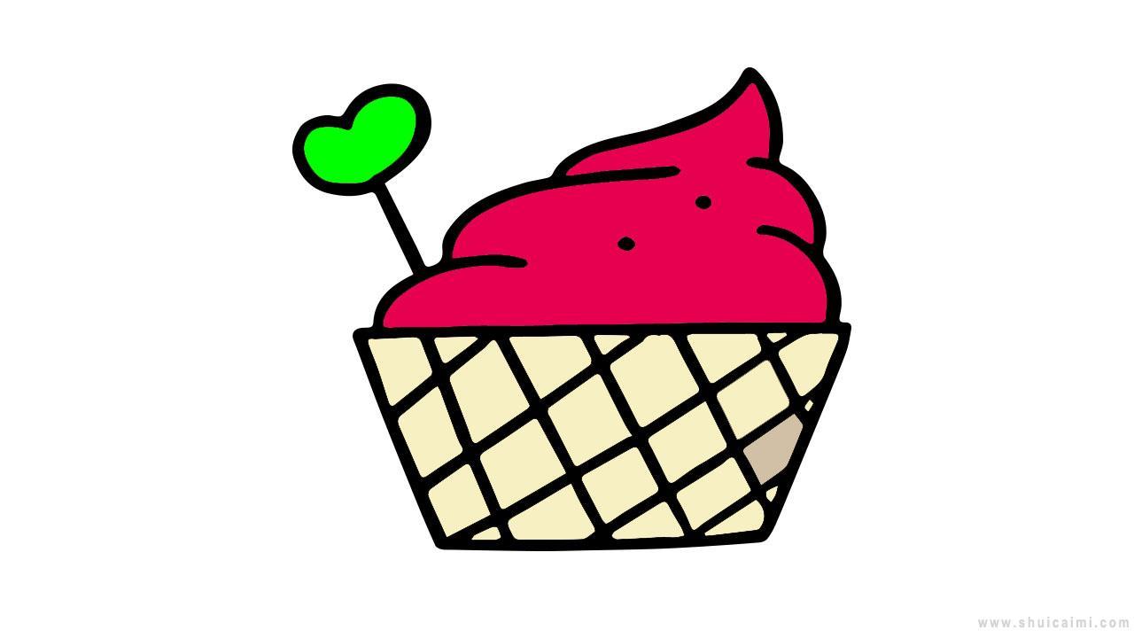 可爱的彩色卡通冰激凌简笔画怎么画?