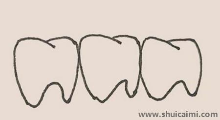 可爱的牙齿儿童简笔画绘画教程