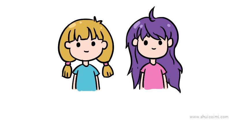 闺蜜儿童画怎么画 闺蜜简笔画步骤
