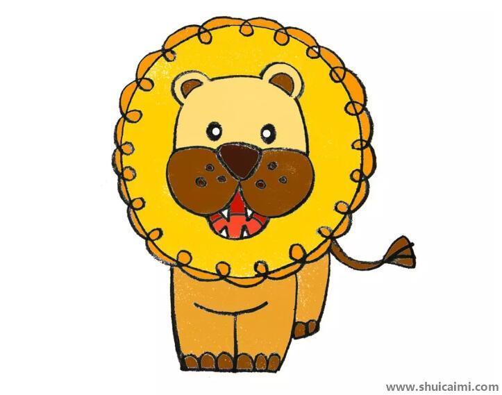 狮子彩色儿童简笔画