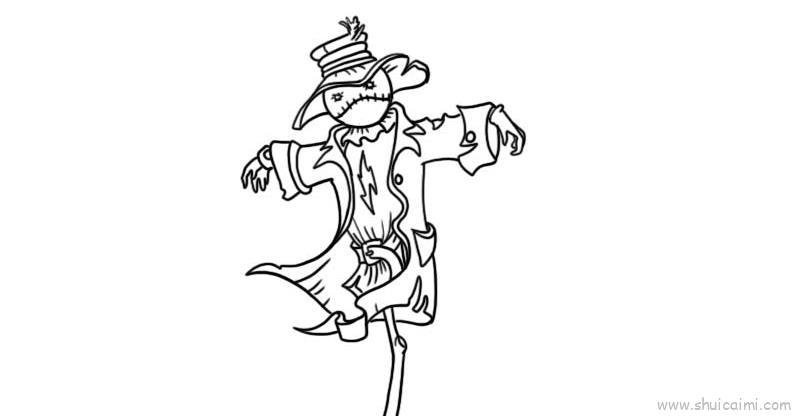 稻草人儿童画怎么画 稻草人简笔画步骤