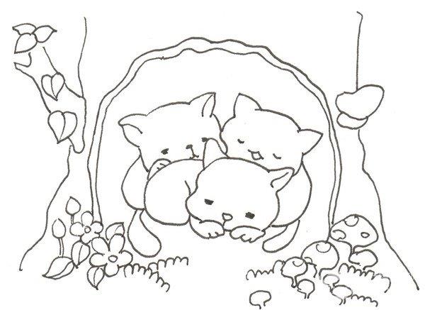 树洞里的猫咪的简笔画怎么画 树洞里的猫咪的简笔画顺序