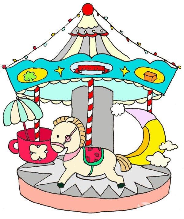 旋转木马的简笔画怎么画 旋转木马的简笔画简单