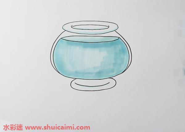 鱼缸怎么画 鱼缸简笔画图片带颜色