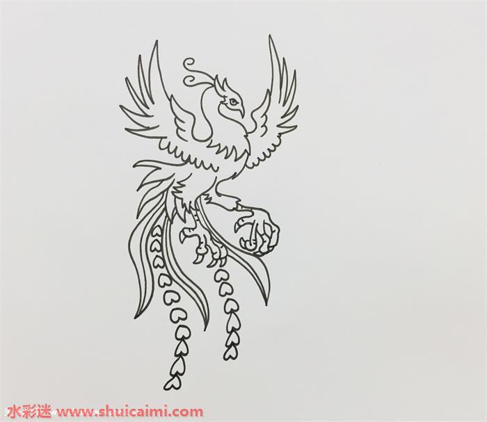 火凤凰简笔画怎么画简单易画彩色