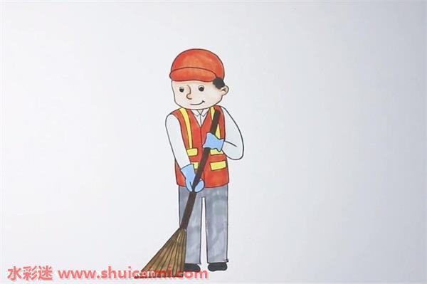 环卫工人怎么画 环卫工人简笔画彩色