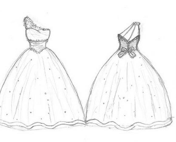 婚纱的简笔画图片大全 婚纱的简笔画图片大全大图可爱