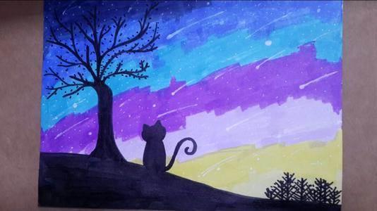 星空简笔画 星空简笔画马克笔