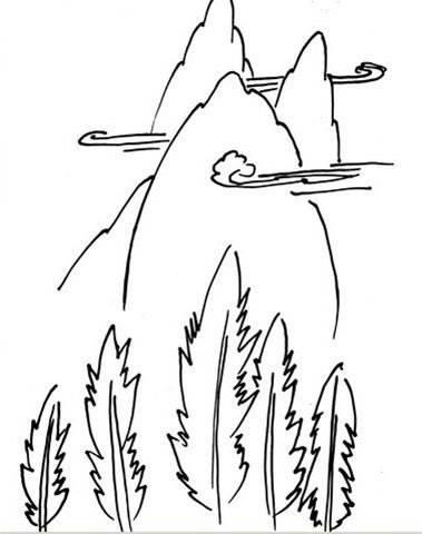 山水画简笔画 山水画简笔画儿童画