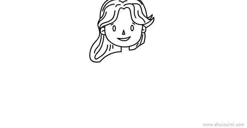 吃西瓜的女生卡通简笔画步骤教程
