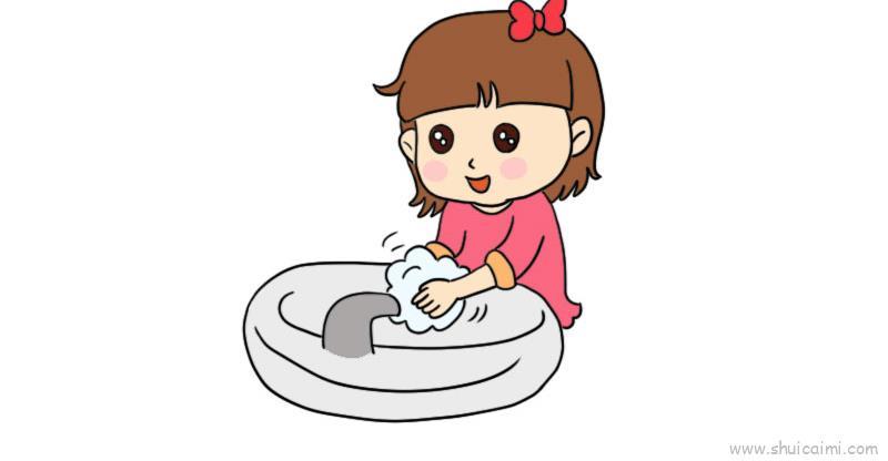洗手儿童画怎么画 洗手简笔画画法