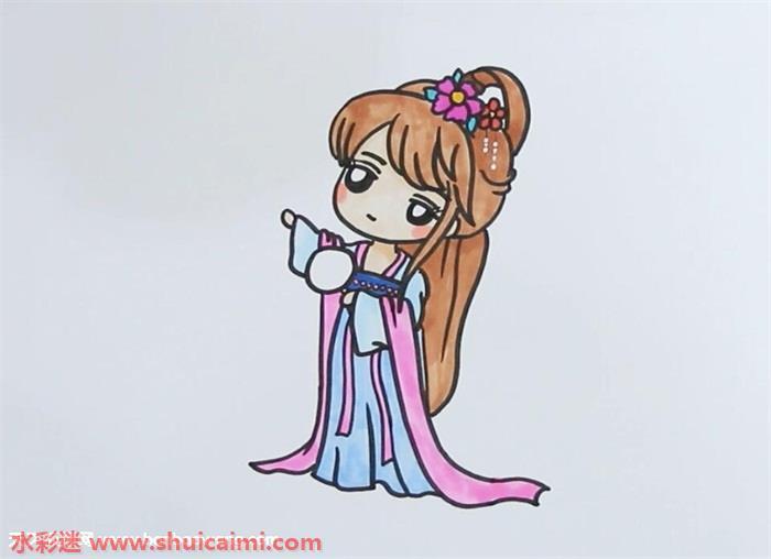 古风女子简笔画怎么画彩色