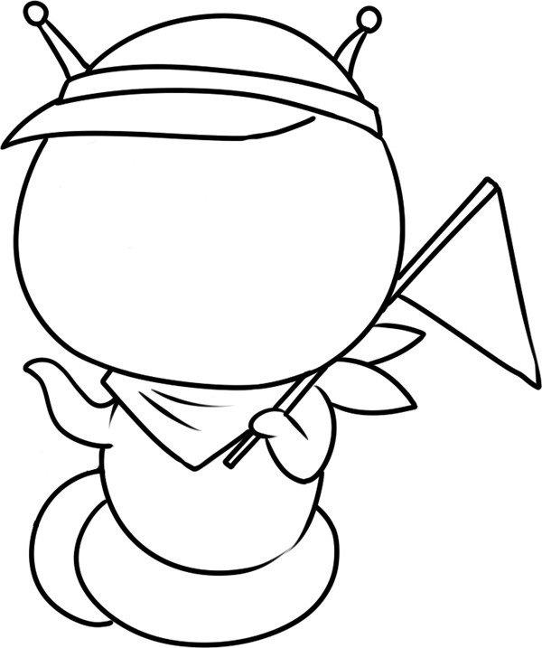 举小旗的蚕宝宝的简笔画怎么画 举小旗的蚕宝宝简笔画图片大全