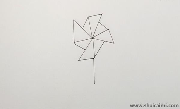 风车儿童画怎么画 带颜色风车简笔画图片步骤