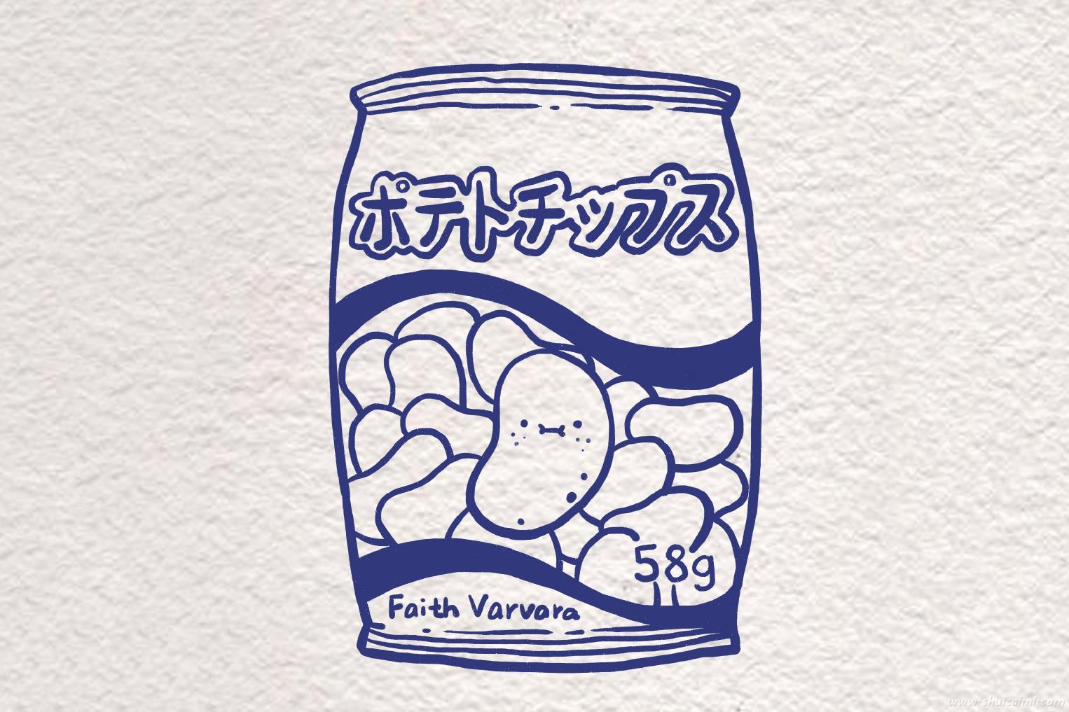 一袋薯片怎么画 一袋薯片简笔画图片大全带颜色