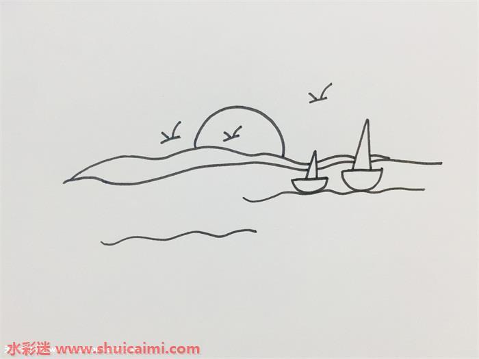 大海怎么画 大海简笔画画法