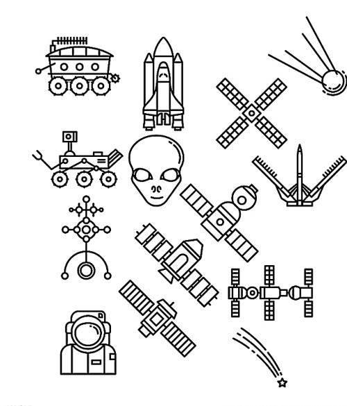 空间站简笔画 空间站简笔画涂色