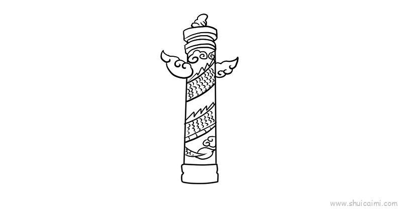 中华柱儿童画怎么画 中华柱简笔画画法
