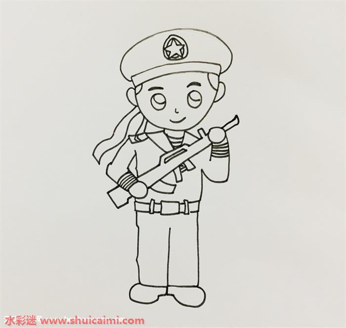 海军军人简笔怎么画 海军军人简笔画图片彩色