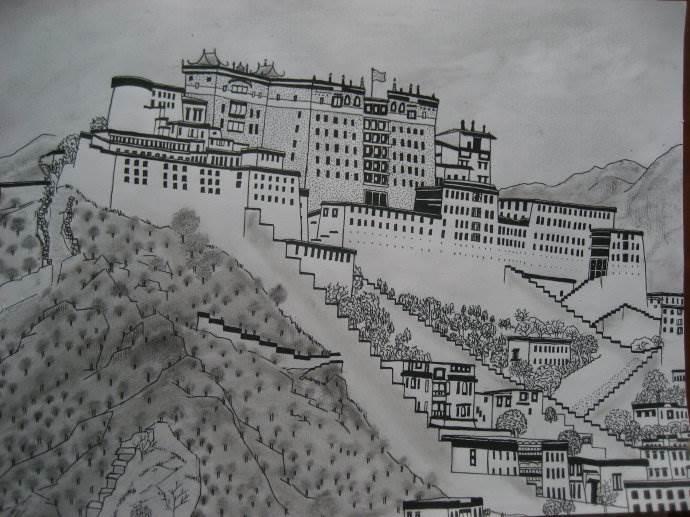 布达拉宫简笔画 布达拉宫简笔画简单