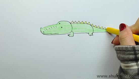 鳄鱼儿童画怎么画 鳄鱼简笔画彩色图片大全