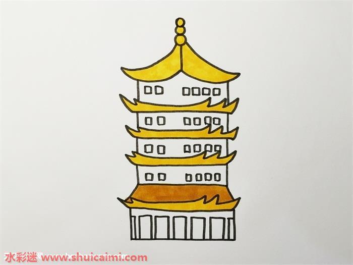 黄鹤楼怎么画 黄鹤楼简笔画简单彩色