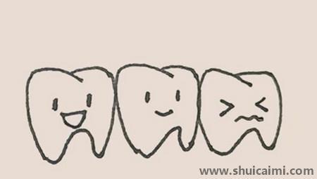 可爱的牙齿儿童简笔画绘画教程