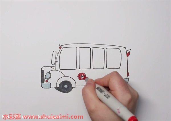 校车怎么画 校车简笔画彩色