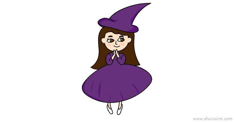 万圣节女巫装扮儿童画怎么画 万圣节女巫装扮简笔画图片大全
