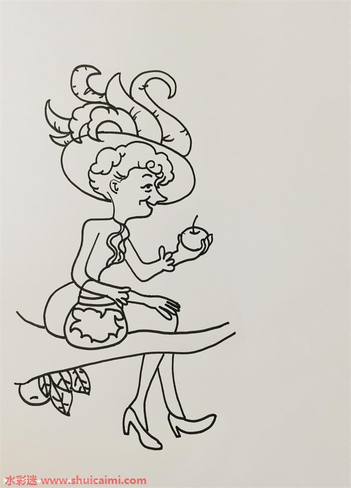苹果树上外婆怎么画 苹果树上外婆简笔画图片大全