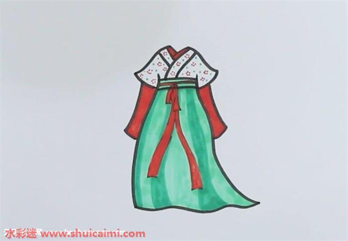 对襟襦裙怎么画 对襟襦裙简笔画漂亮卡通