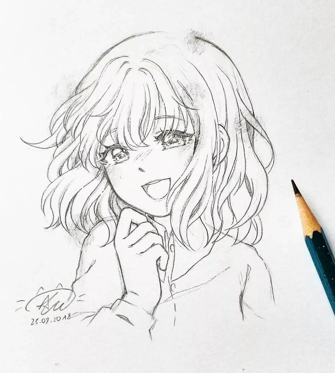 动漫人物简笔画少女 动漫人物简笔画少女二次元