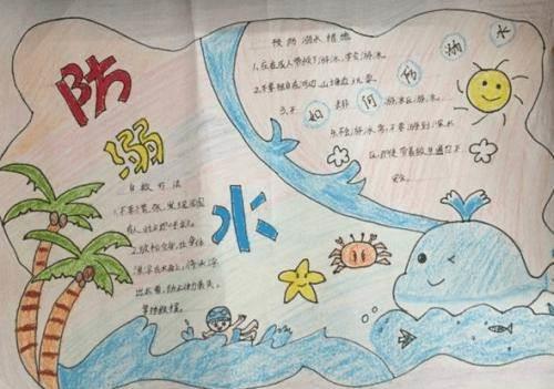 防溺水手抄报简笔画 珍爱生命预防溺水手抄报简笔画