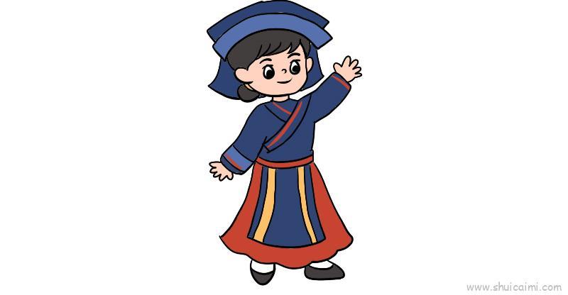 少数民族服装儿童画怎么画 少数民族服装简笔画顺序
