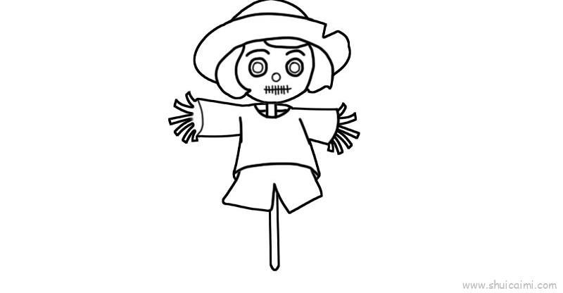 稻草人儿童画怎么画 稻草人简笔画绘画教程