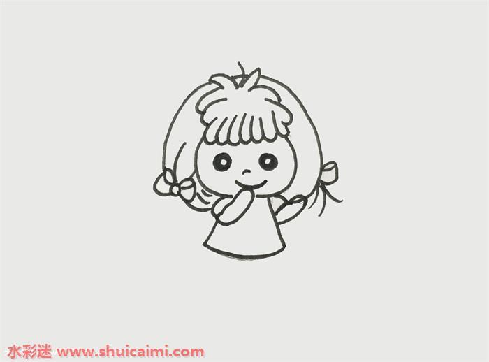 萌女孩怎么画 萌女孩简笔画图片彩色