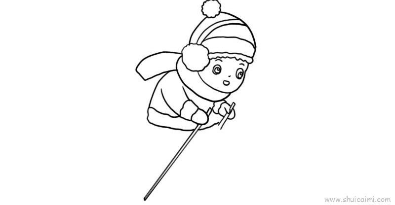滑雪儿童画怎么画 滑雪简笔画好看