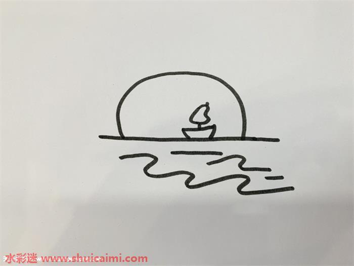 夕阳怎么画 夕阳简笔画图片带颜色