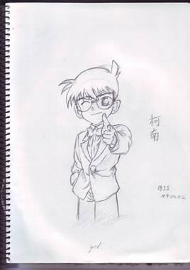 柯南简笔画 手绘柯南头像简笔画