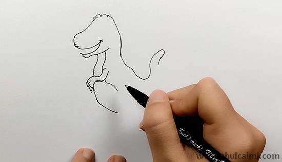 简单霸王龙儿童画怎么画 彩色霸王龙简笔画步骤