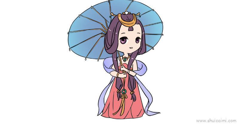 古风女生撑伞儿童画怎么画 古风女生撑伞简笔画画法