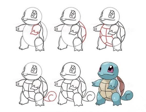 杰尼龟简笔画 杰尼龟简笔画最萌(一步一步教)