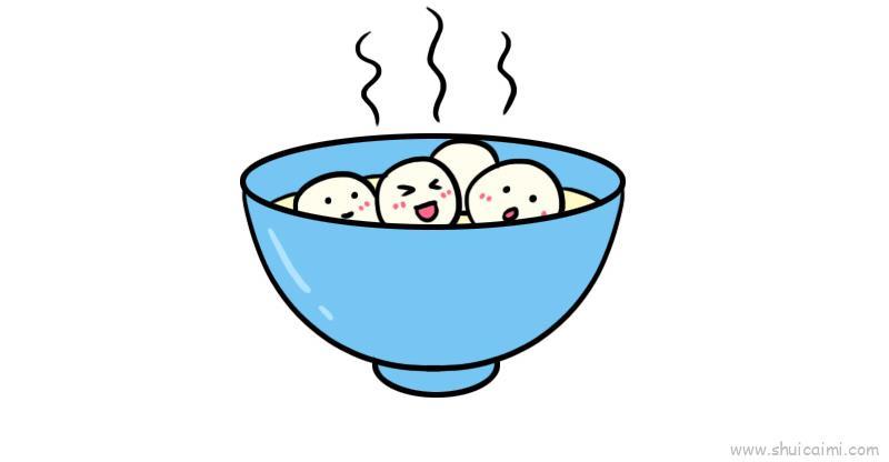 冬至汤圆儿童画怎么画 冬至汤圆简笔画图片大全