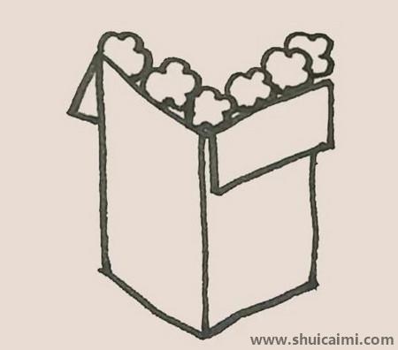 美味的爆米花儿童简笔画绘画教学