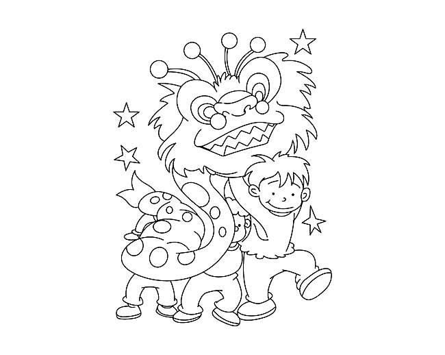 舞狮简笔画 舞狮简笔画彩色