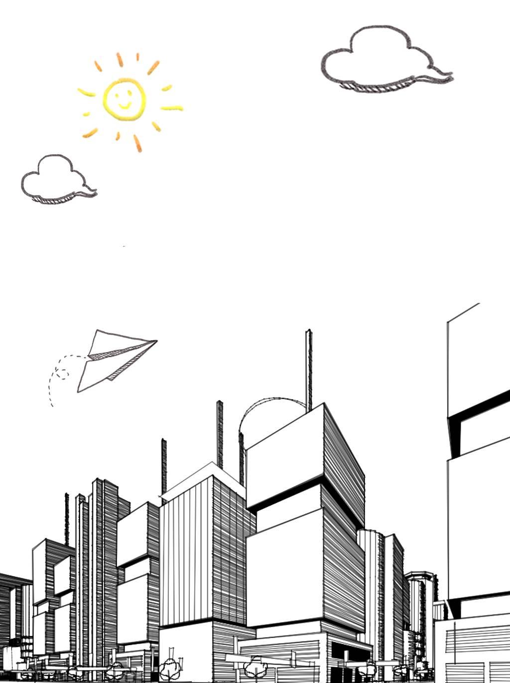 城市简笔画图片大全 城市简笔画图片大全集简单的高楼大厦