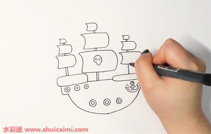 海盗船怎么画 海盗船简笔画步骤