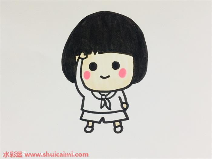 小学生敬礼怎么画 小学生敬礼简笔画图片大全带颜色