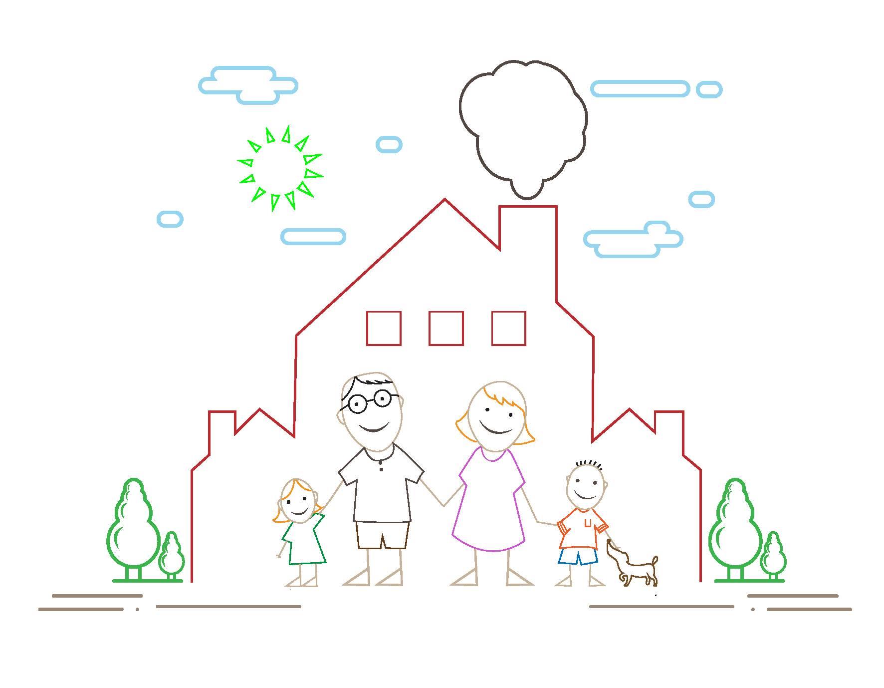 家庭简笔画 家庭简笔画一家四口